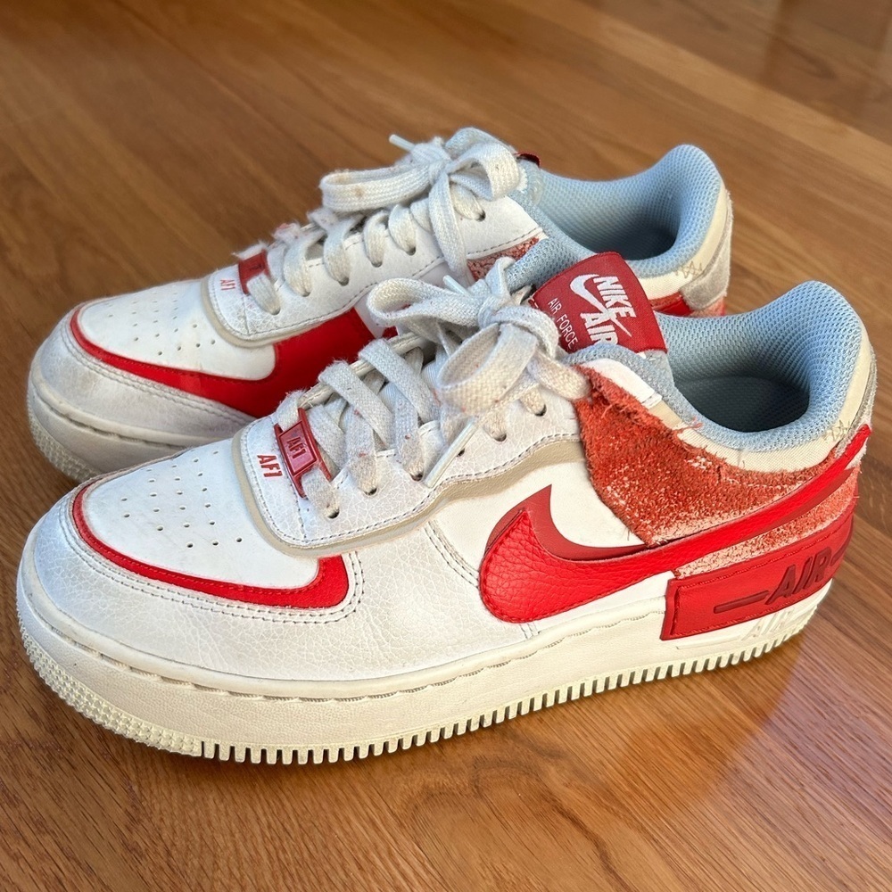 Nike Women’s Air Force 1 Low Shadow Sneakers Cracked Leather Size 7.5